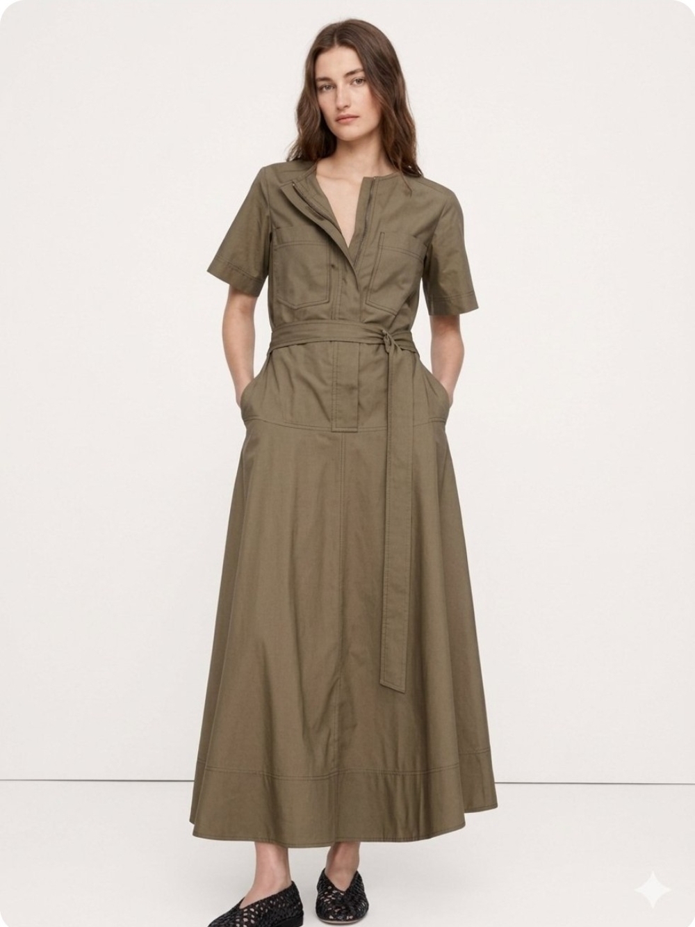 Banana Republic Poplin Utility Maxi Dress XSmall